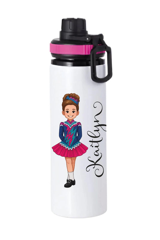 Personalised Water Bottle - Irish Dancer With Your Own Dress and Name